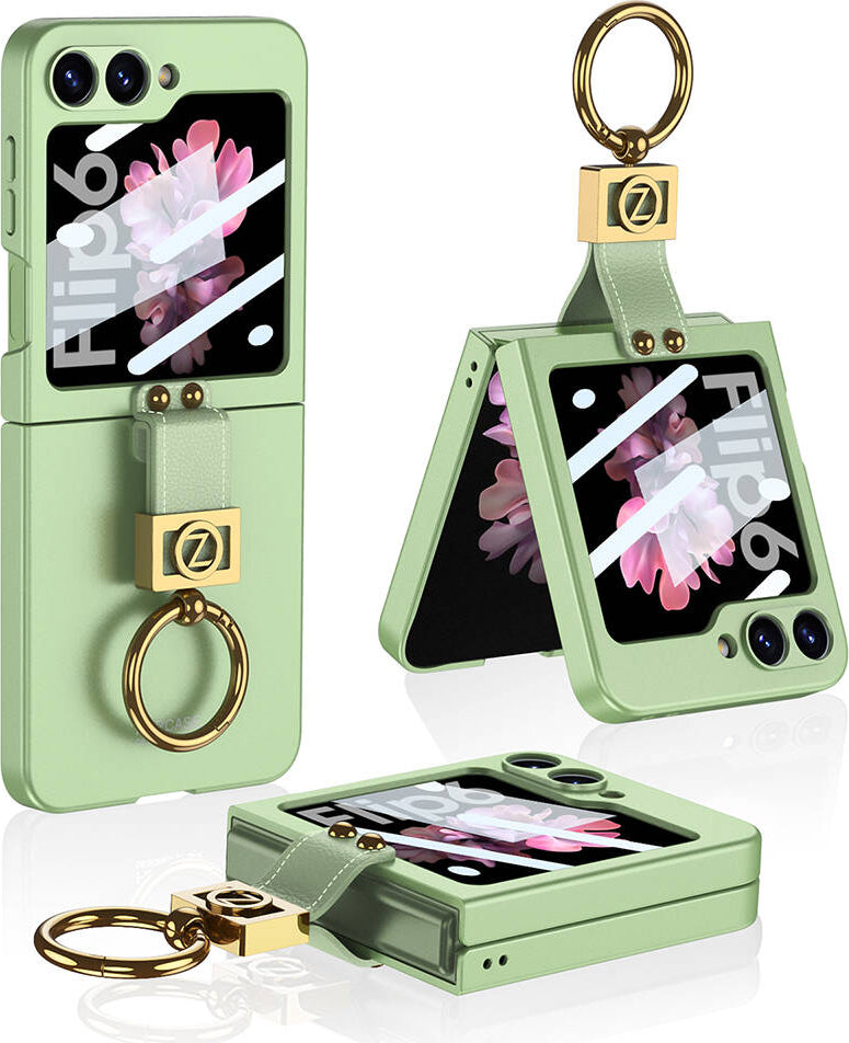 Galaxy Z Flip 6 Kılıf Mnc Z Harfli Yüzüklü Kıpta Kapak-Yeşil