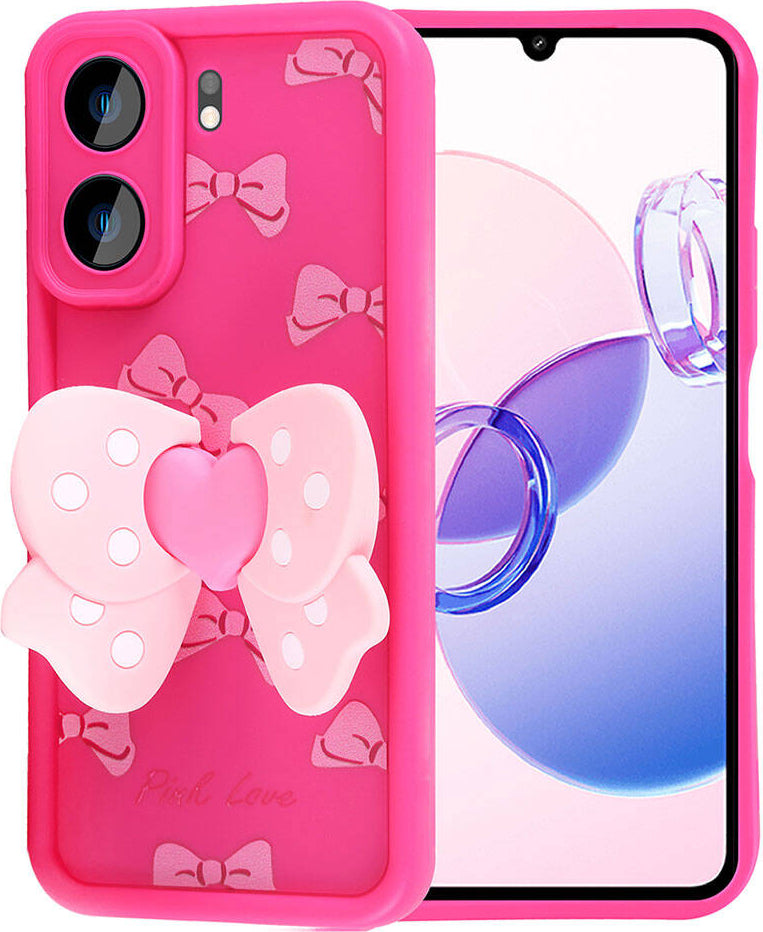 Xiaomi Poco C65 Kılıf Kamera Korumalı Figür Tasarımlı Mnc Kapya Kapak-Pembe Açık