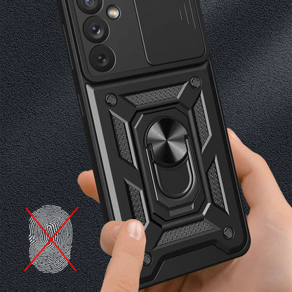 Galaxy A34 Kılıf Magnetik Standlı Kamera Korumalı Mnc Sürgülü Vega Kapak-Siyah