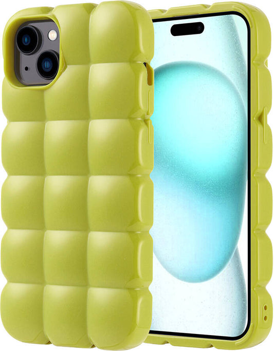 Apple iPhone 15 Plus Kılıf Parlak Esnek Silikon Mnc Dom Dom Kapak-Yeşil