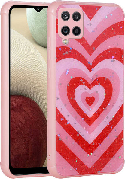 Galaxy M33 Kılıf Simli Desenli Kamera Korumalı Parlak Mnc Popy Kapak-Kalp
