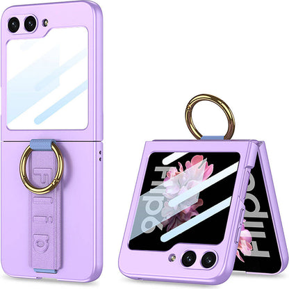 Galaxy Z Flip 6 Kılıf Kamera Korumalı Yüzüklü Mnc Flip Ring Kıpta Kapak-Mor