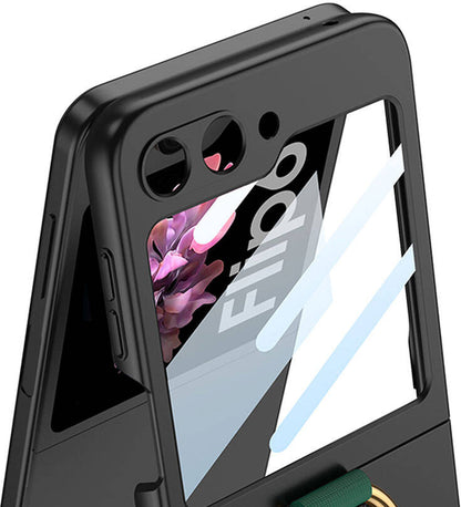 Galaxy Z Flip 6 Kılıf Kamera Korumalı Yüzüklü Mnc Flip Ring Kıpta Kapak-Mor