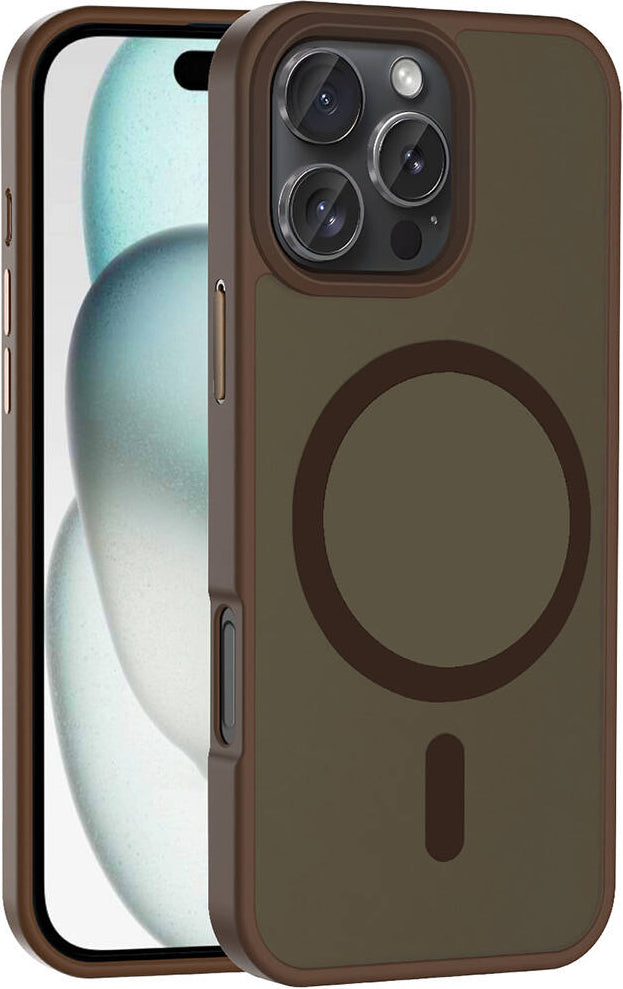iPhone 16 Pro Max Kılıf Magsafe Şarj Özellikli Mat Arka Yüzey Mnc Sio Kapak-Rose Gold