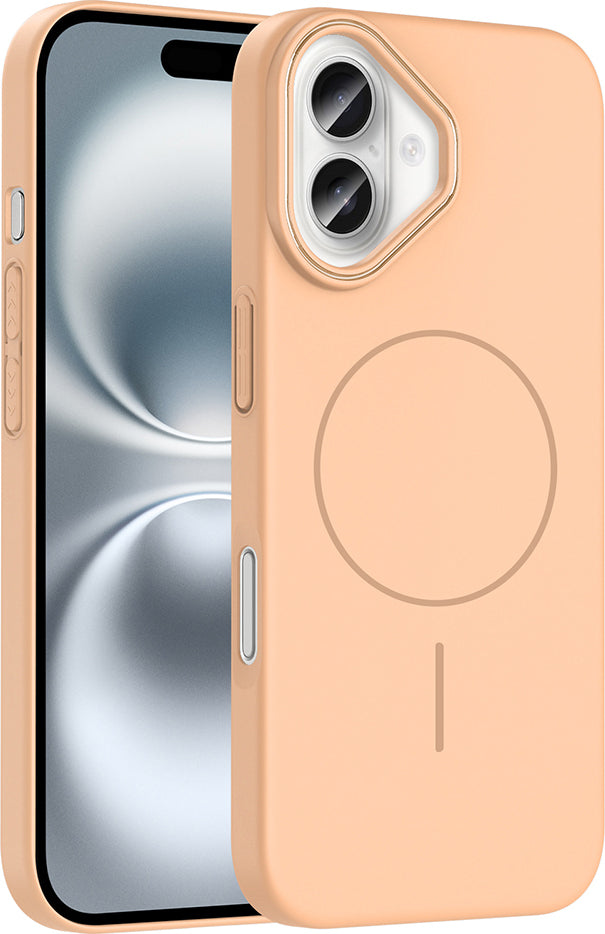 iPhone 16 Plus Kılıf Magsafe Şarj Özellikli Mnc Ruby Silikon Kapak - Desert Titanyum