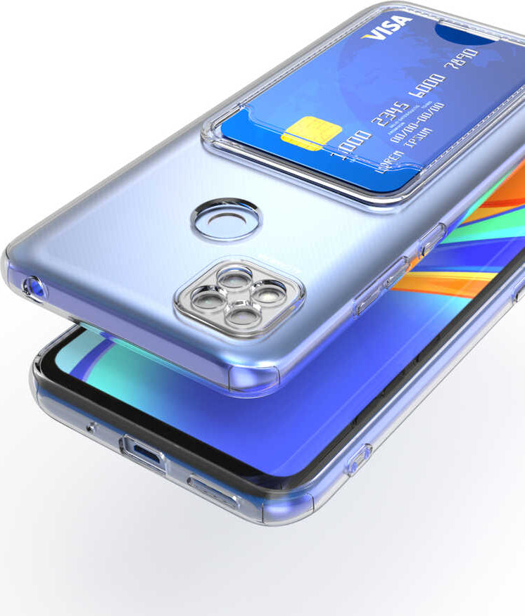 Xiaomi Redmi 9c Kılıf Kartlıklı Şeffaf Mnc Setra Clear Silikon Kapak-Renksiz