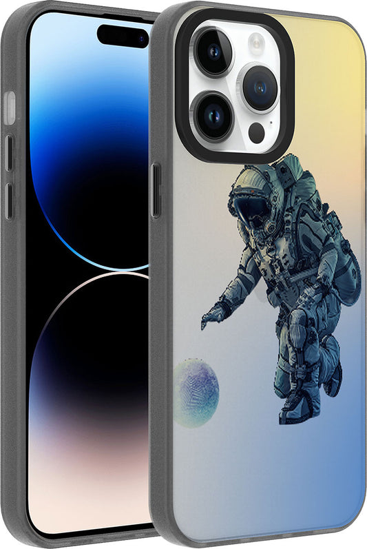 Apple iPhone 14 Pro Max Kılıf Desenli Mnc Dragon Sert Kapak-Astronot