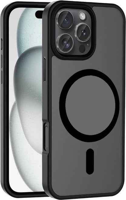 iPhone 16 Pro Max Kılıf Magsafe Şarj Özellikli Mat Arka Yüzey Mnc Sio Kapak-Siyah