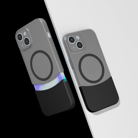 iPhone 15 Kılıf M-Safe Şarj Özellikli Mıknatıslı Mnc Duble Kapak - Siyah