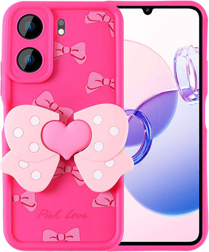 Xiaomi Poco C65 Kılıf Kamera Korumalı Figür Tasarımlı Mnc Kapya Kapak-Pembe Koyu