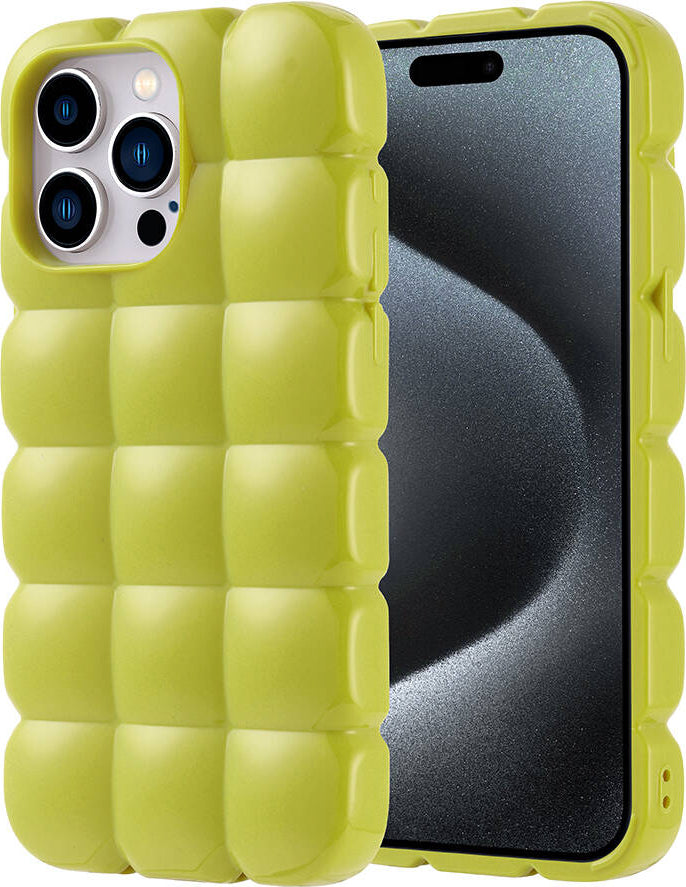 Apple iPhone 15 Pro Max Kılıf Parlak Esnek Silikon Mnc Dom Dom Kapak-Yeşil