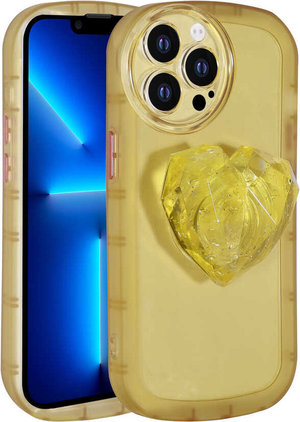 iPhone 13 Pro Uyumlu Kamera Korumalı Pop Soketli Renkli Mnc Ofro Kapak-Sarı