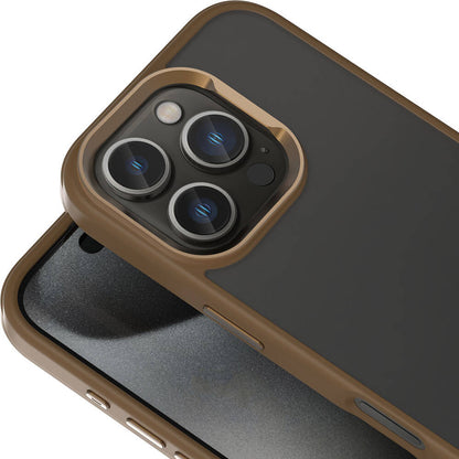 Apple iPhone 16 Pro Kılıf Magsafe Şarj Özellikli Parlak Kamera Çerçeveli Mnc Kost Kapak-Rose Brown