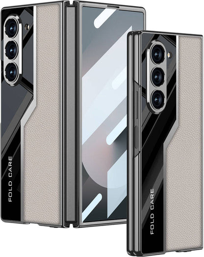 Galaxy Z Fold 6 Kılıf Ultra Ince Kamera Korumalı Pc + Deri Arka Yüzey Mnc Kıpta Poligan Kapak-Titan