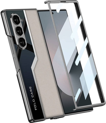 Galaxy Z Fold 6 Kılıf Ultra Ince Kamera Korumalı Pc + Deri Arka Yüzey Mnc Kıpta Poligan Kapak-Titan