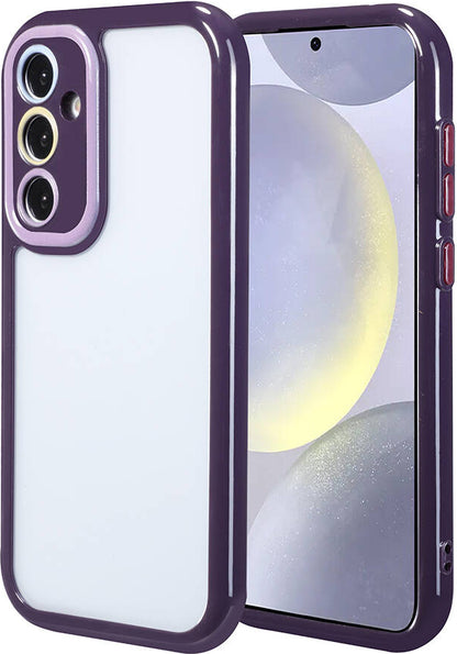 Galaxy S24 Kılıf Kamera Korumalı Renkli Kenar ve Çerçeve Tasarımlı Mnc Vitamin Kapak-Derin Mor