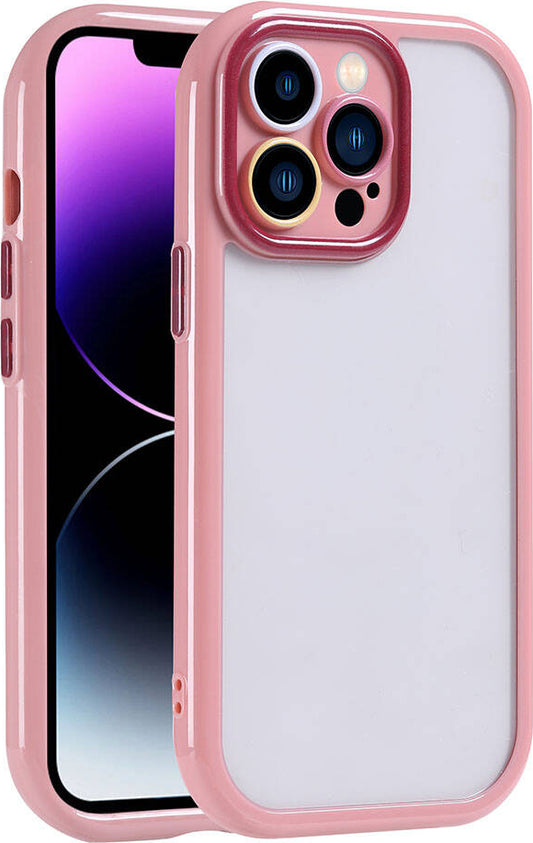 Apple iPhone 14 Pro Max Kılıf Kamera Korumalı Renkli Kenar ve Çerçeve Tasarımlı Mnc Vitamin Kapak-Mürdüm
