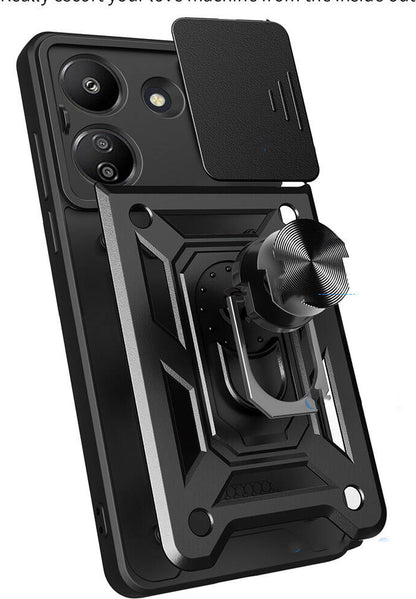 Xiaomi Poco C65 Kılıf Magnetik Standlı Kamera Korumalı Mnc Sürgülü Vega Kapak-Mavi