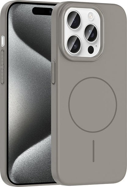iPhone 15 Pro Max Kılıf Magsafe Şarj Özellikli Mnc Ruby Silikon Kapak - Gri
