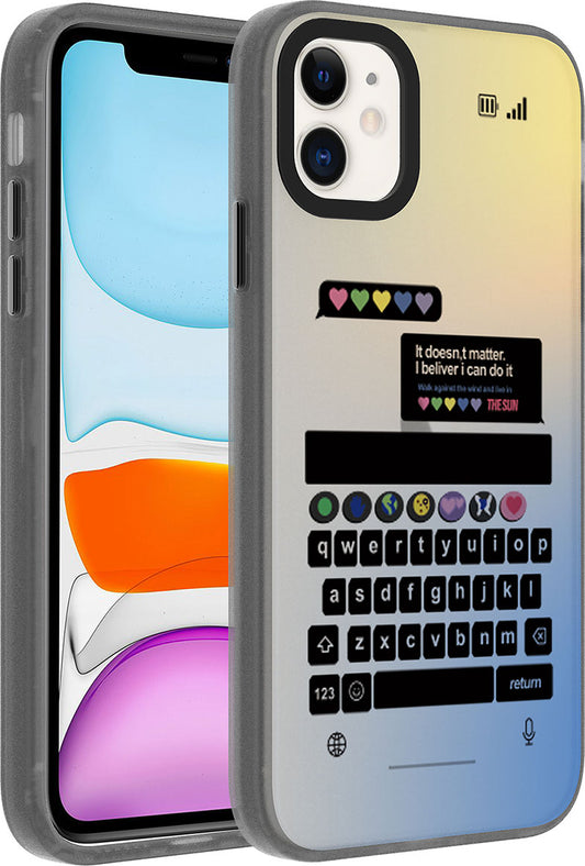 Apple iPhone 12 Kılıf Desenli Mnc Dragon Sert Kapak-Klavye
