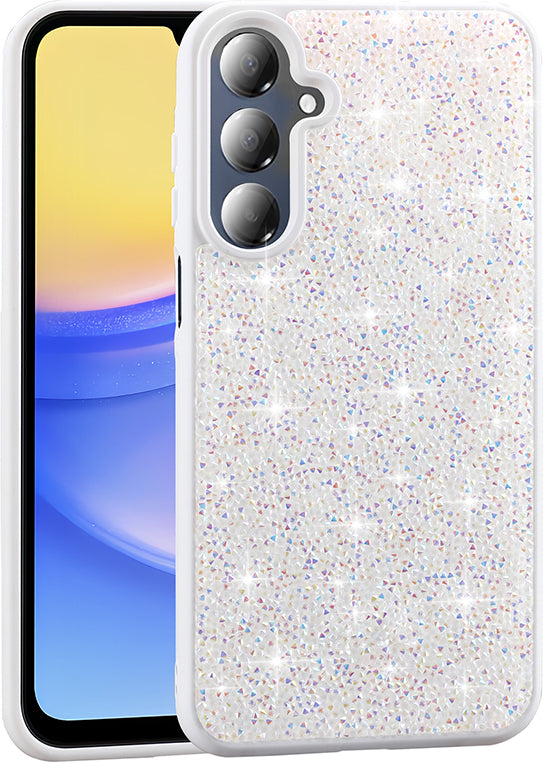 Galaxy A26 Kılıf Parlak Taşlı Tasarım Mnc Pırlanta Kapak - Beyaz