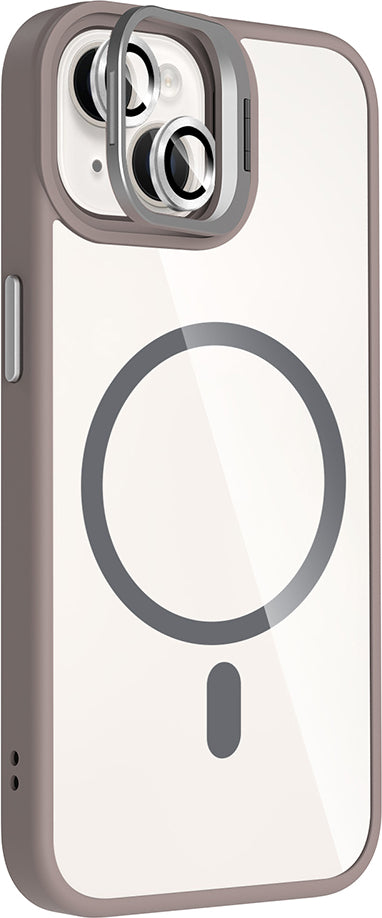iPhone 14 Kılıf Standlı ve Kamera Lens Hediyeli M-Safe Şarj Özellikli Mnc Etro Kapak - Desert Titan