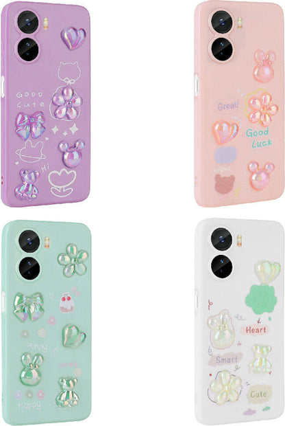 Vivo Y16 Kılıf Kabartma Figürlü Parlak Mnc Toys Silikon Kapak-Açık Yeşil