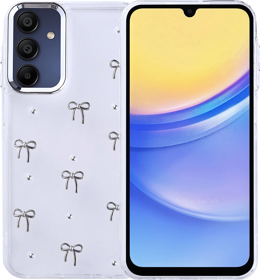 Galaxy A15 Kılıf Airbag Tasarımlı Simli Şeffaf Mnc Kutup Kapak - Fiyonk