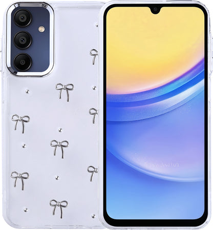 Galaxy A15 Kılıf Airbag Tasarımlı Simli Şeffaf Mnc Kutup Kapak - Fiyonk