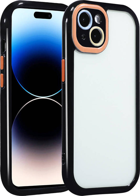 Apple iPhone 14 Kılıf Kamera Korumalı Renkli Kenar ve Çerçeve Tasarımlı Mnc Vitamin Kapak-Siyah