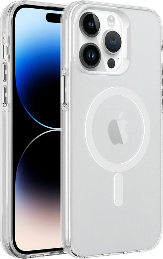 iPhone 14 Pro Uyumlu Mnc Magsafe Şarj Özellikli Buzlu Transparan C-Pro Sert Kapak-Renksiz