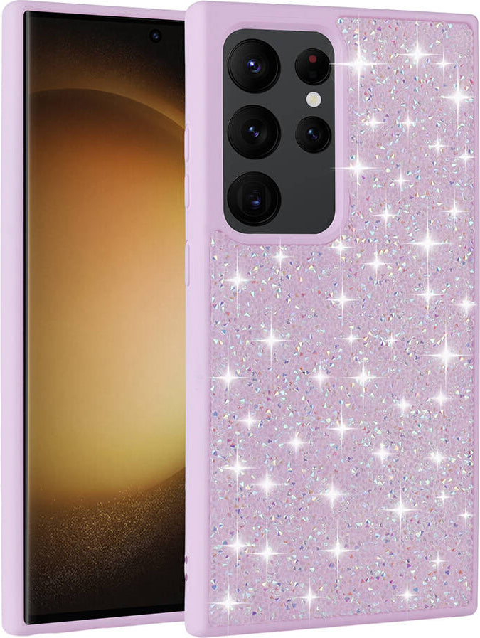 Galaxy S24 Ultra Kılıf Parlak Taşlı Tasarım Mnc Pırlanta Kapak-Siyah