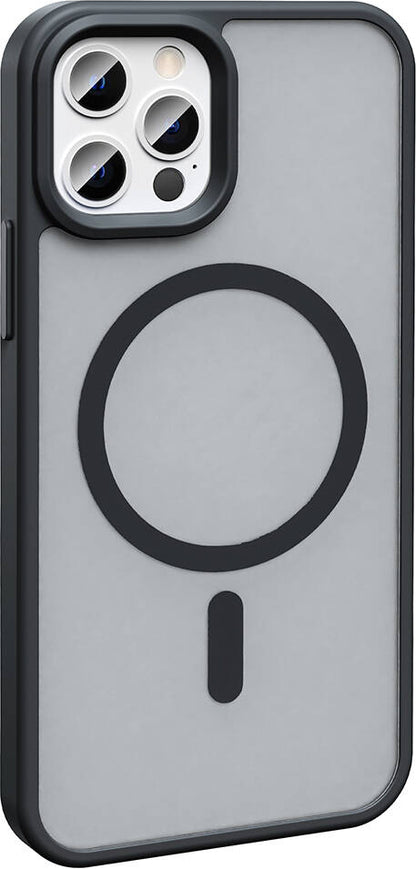 Apple iPhone 13 Pro Kılıf Magsafe Şarj Özellikli Mat Arka Yüzey Mnc Sio Kapak-Siyah