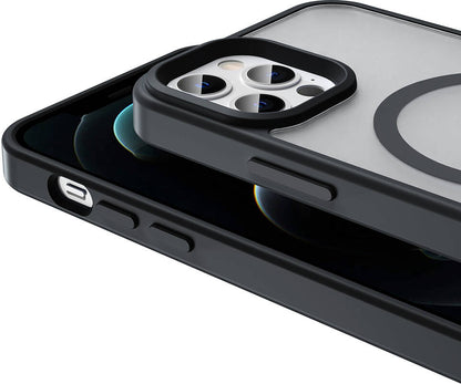 Apple iPhone 13 Pro Kılıf Magsafe Şarj Özellikli Mat Arka Yüzey Mnc Sio Kapak-Siyah