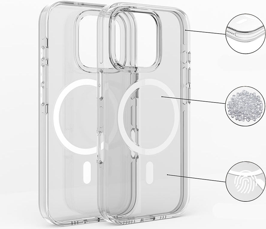 iPhone 16 Kılıf Magsafe Şarj Özellikli Kamera Korumalı Mnc Kripto Kapak-Şeffaf
