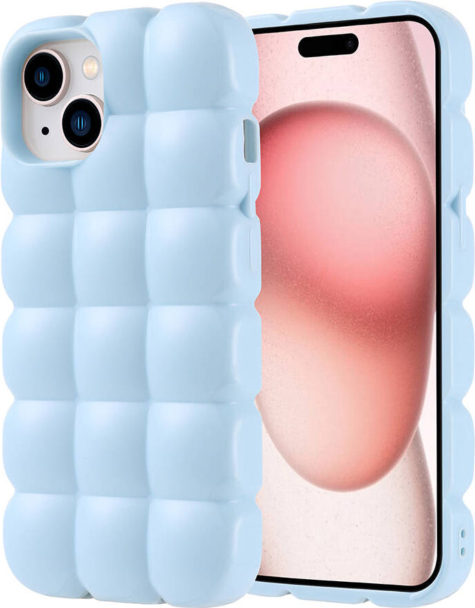 Apple iPhone 15 Kılıf Parlak Esnek Silikon Mnc Dom Dom Kapak-Mavi