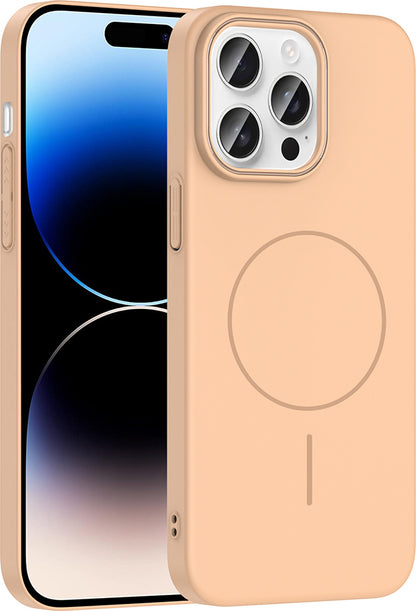 iPhone 14 Pro Max Kılıf Magsafe Şarj Özellikli Mnc Ruby Silikon Kapak - Desert Titanyum