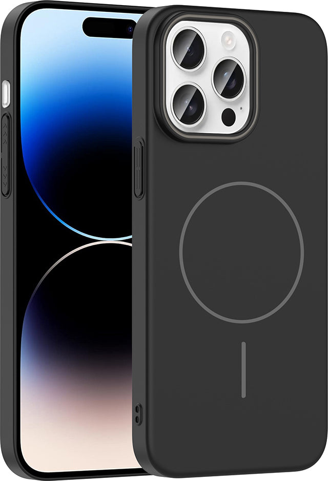 iPhone 14 Pro Max Kılıf Magsafe Şarj Özellikli Mnc Ruby Silikon Kapak - Desert Titanyum