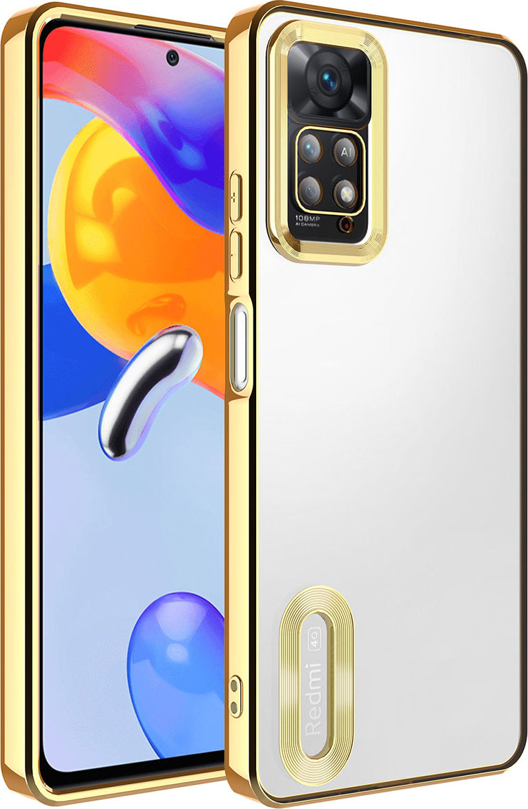Xiaomi Redmi Note 12 Pro 4g Kılıf Kamera Korumalı Logo Gösteren Mnc Omega Kapak-Gold