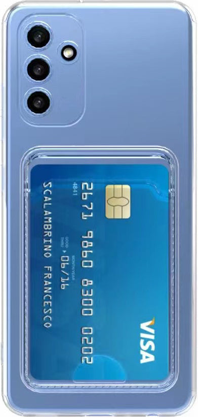 Galaxy A14 Kılıf Kartlıklı Şeffaf Mnc Setra Clear Silikon Kapak-Renksiz