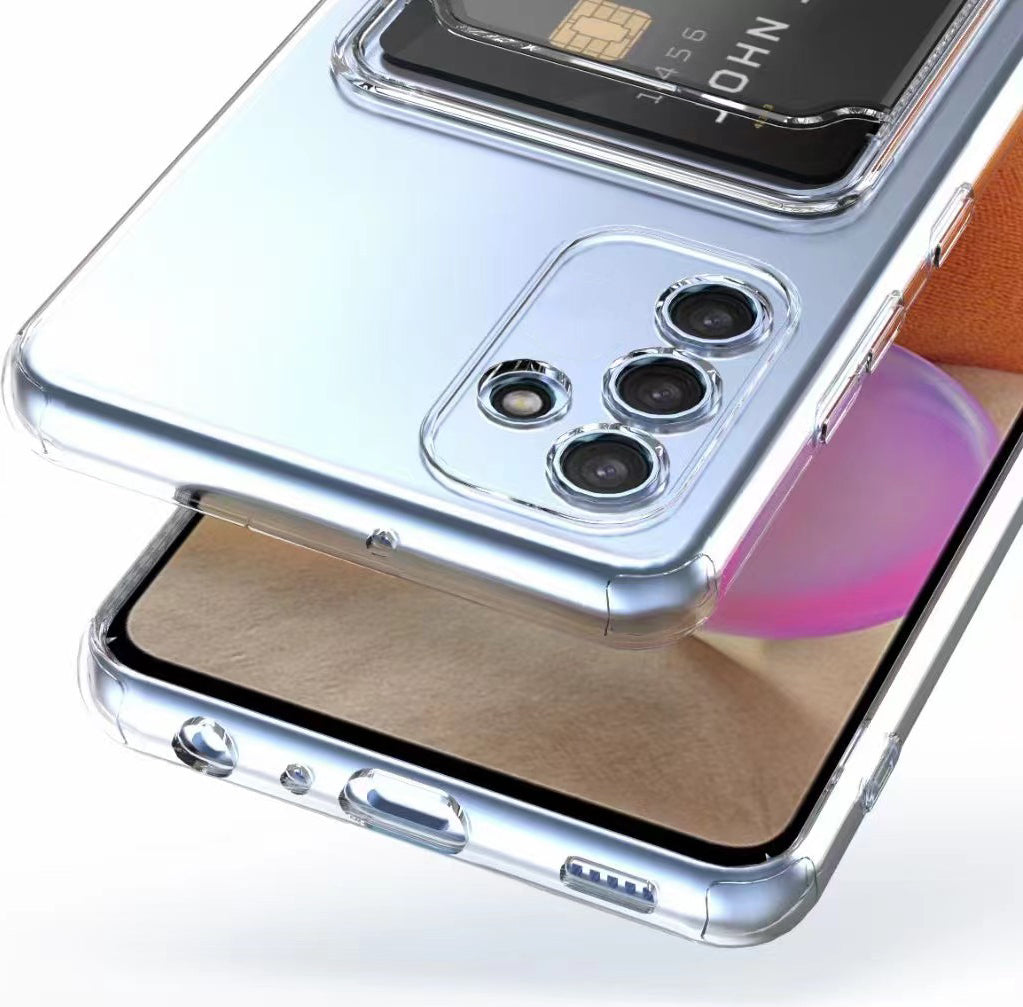 Galaxy A14 Kılıf Kartlıklı Şeffaf Mnc Setra Clear Silikon Kapak-Renksiz