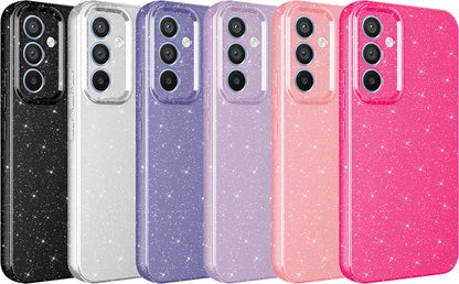 Galaxy S24 Fe Kılıf Kamera Korumalı Simli Lüks Mnc Koton Kapak - Açık Pembe