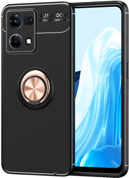 Oppo Reno 7 4g Kılıf Mnc Ravel Silikon Kapak-Siyah-Rose Gold