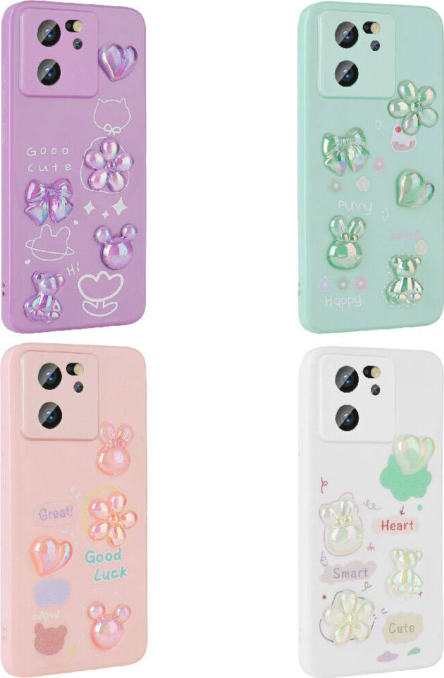 Xiaomi Mi 13T Kılıf Kabartma Figürlü Parlak Mnc Toys Silikon Kapak-Pembe