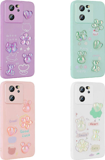 Xiaomi Mi 13T Kılıf Kabartma Figürlü Parlak Mnc Toys Silikon Kapak-Pembe