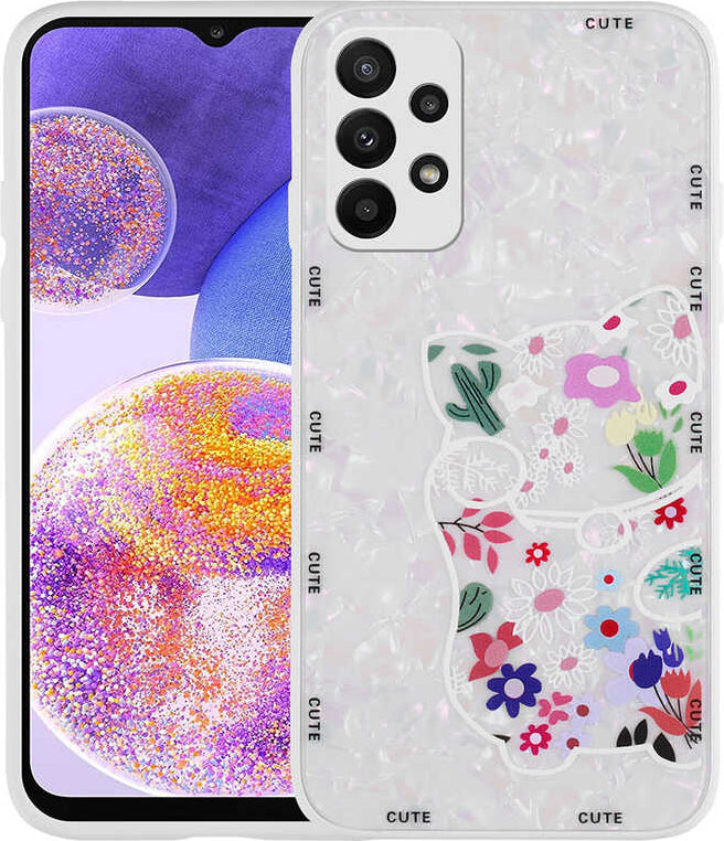 Galaxy A33 5g Kılıf Desenli Sert Silikon Mnc Mumila Kapak-White Cat