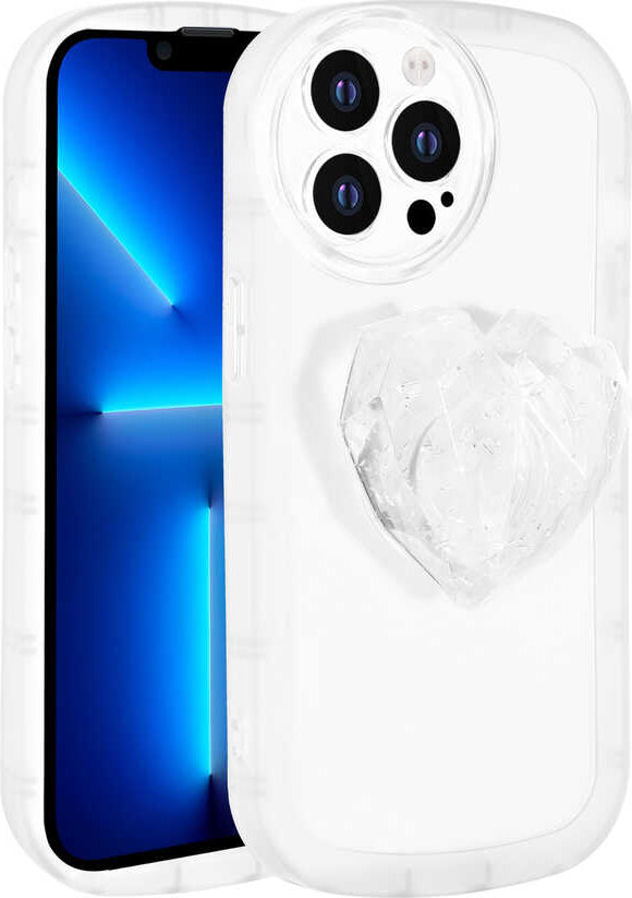 iPhone 13 Pro Max Uyumlu Kamera Korumalı Pop Soketli Renkli Mnc Ofro Kapak-Beyaz