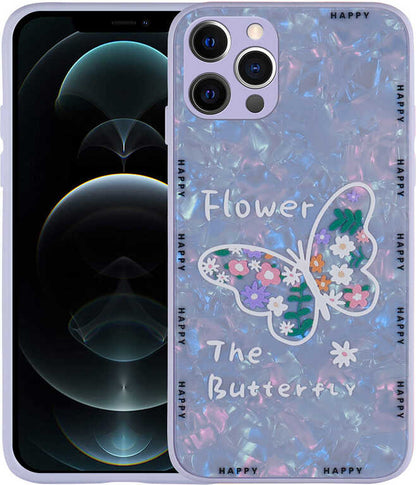 iPhone 12 Pro Max Kılıf Desenli Sert Silikon Mnc Mumila Kapak-Lilac Flower