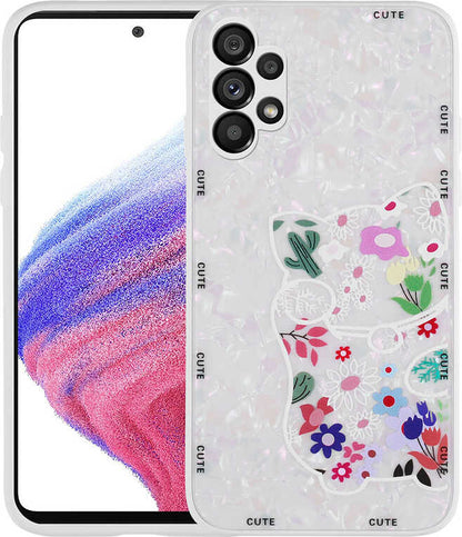 Galaxy A13 4g Kılıf Desenli Sert Silikon Mnc Mumila Kapak-White Cat