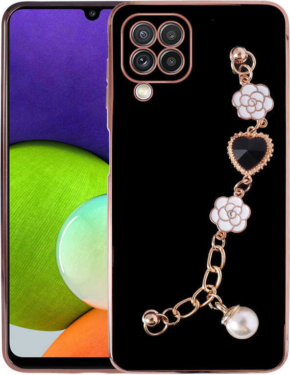 Galaxy A22 4g Kılıf El Tutamaçlı Kamera Korumalı Mnc Taka Silikon Kapak-Siyah
